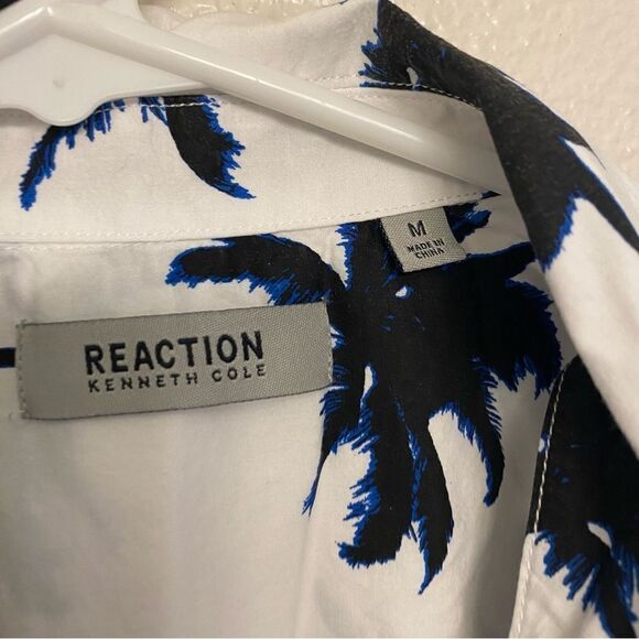 Kenneth Cole reaction palm tree button up short sleeve shirt Hawaiian tropical M - Picture 4 of 9